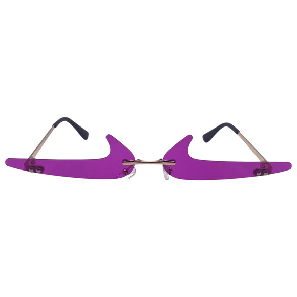 6170 | Purple Backward Checkmark Novelty Rimless Sunglasses - Picture 1 of 5